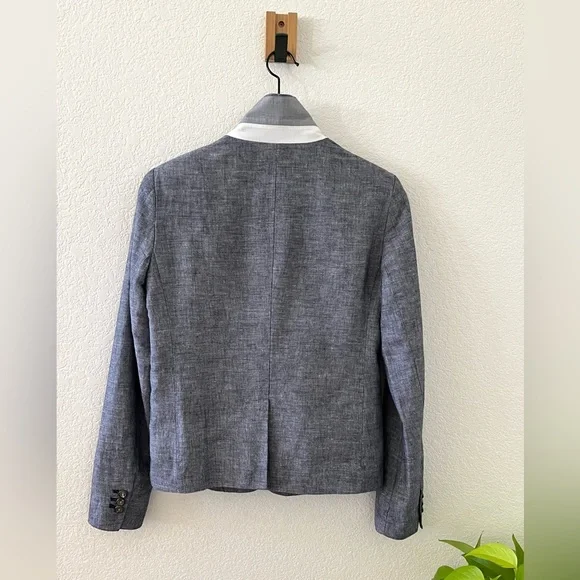Gap Denim Linen-Cotton Blazer. Size: 4 Color : Denim blue - Picture 2 of 10